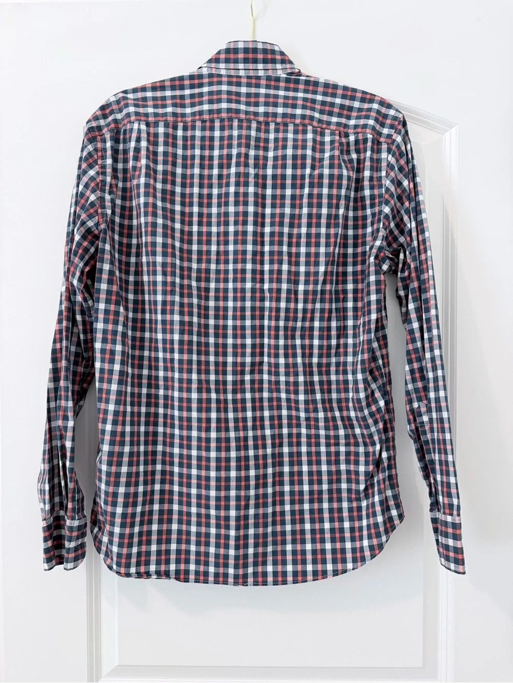 J. Crew Slim Untucked Men’s Navy & Orange Plaid Button-Down Shirt Size Medium